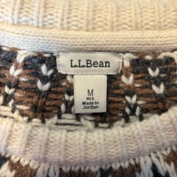L.L. Bean Bean's Classic Ragg Wool Sweater Crewneck Fair Isle Size Medium - Picture 6 of 8